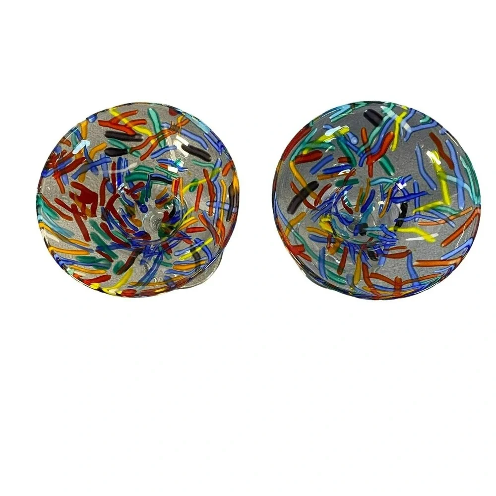 2 Pier One Confetti Swirl Design Hand-Painted Glasses For Wild Margarita Nights
